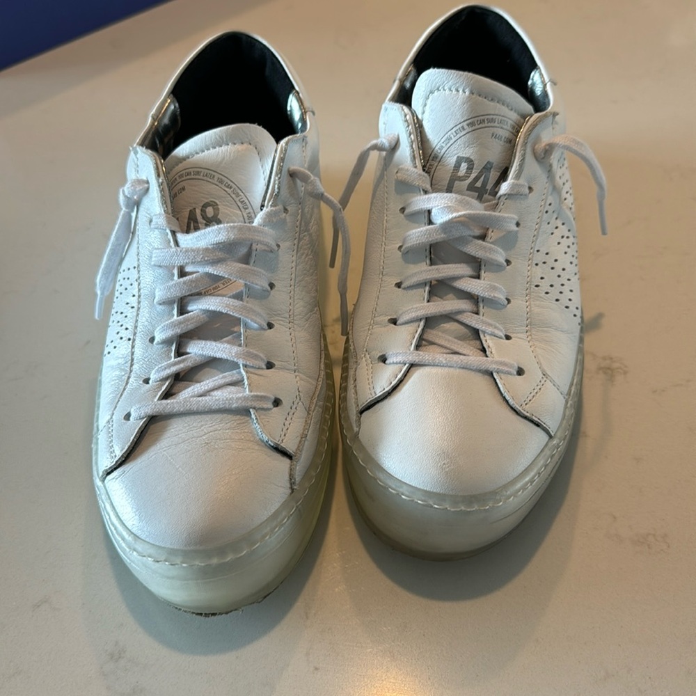 Women’s size 39 white P448 leather sneakers